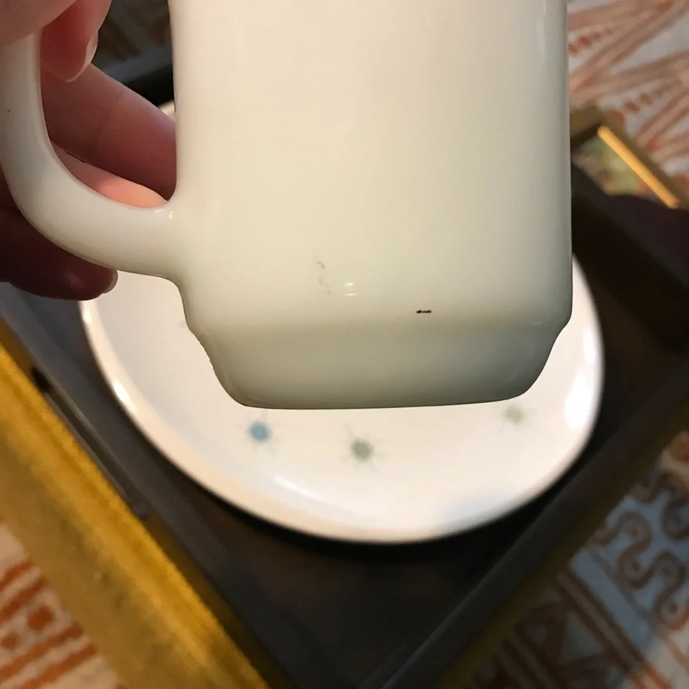 Vintage Anchor Hocking Milkglass Mug Grandad red white black
